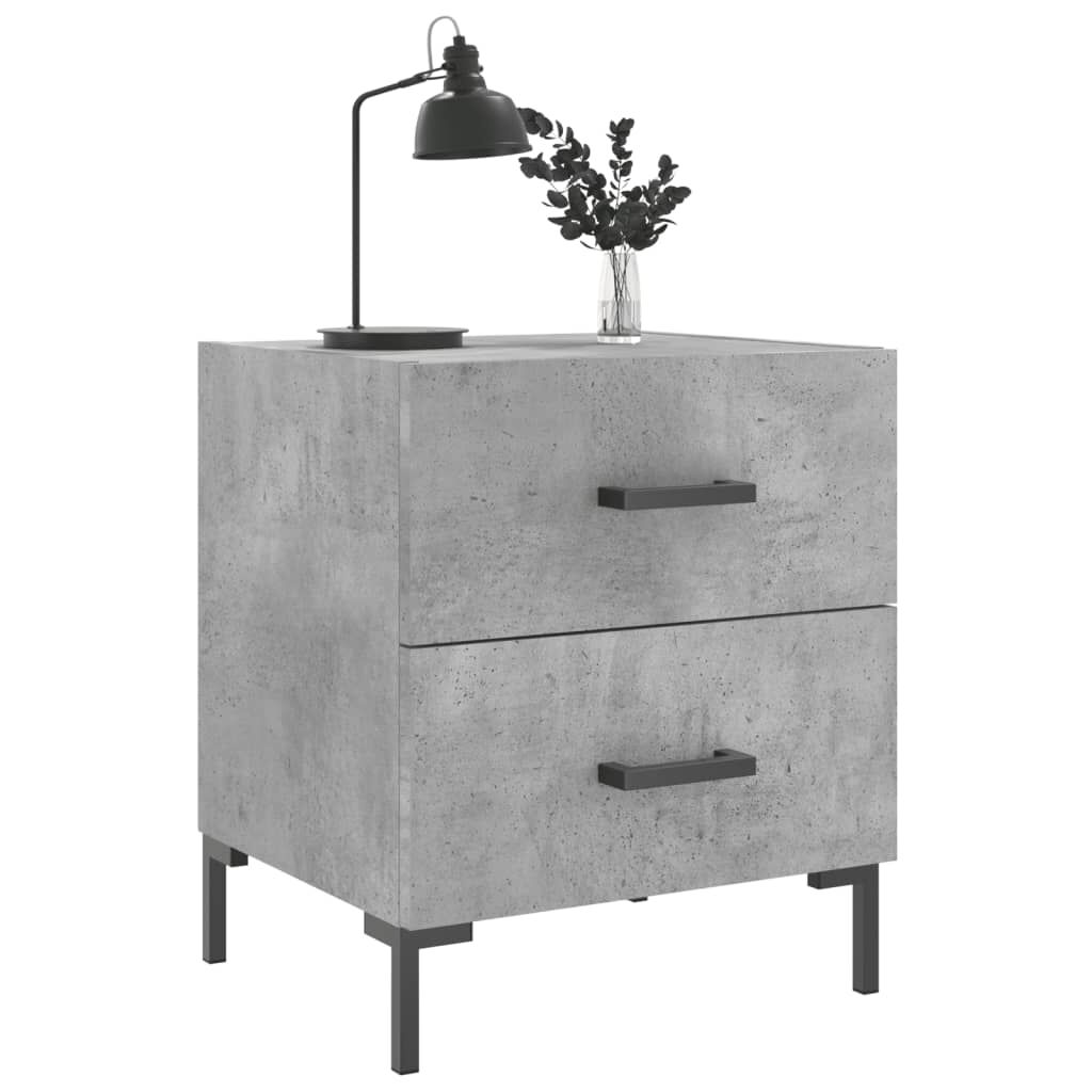 vidaXL Κομοδίνα 2 τεμ. Γκρι Σκυροδεμ. 40 x 35 x 47,5 εκ. Επεξεργ. Ξύλο