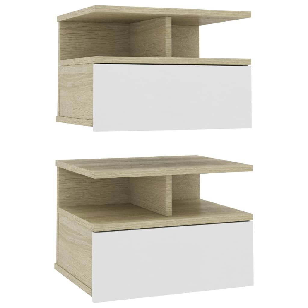 vidaXL Κομοδίνα Κρεμαστά 2τεμ. Λευκό/Sonoma 40x31x27εκ. από Επεξ. Ξύλο