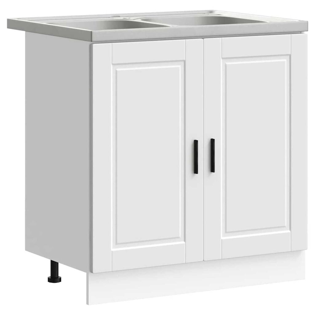 vidaXL Βάση νιπτήρα 2 pcs Λευκό 80 x 46 x 84.5 εκ. Επεξεργασμένο ξύλο