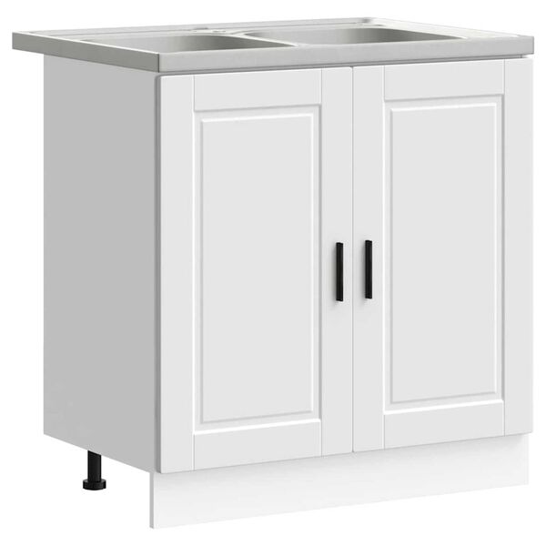 vidaXL Βάση νιπτήρα 2 pcs Λευκό 80 x 46 x 84.5 εκ. Επεξεργασμένο ξύλο