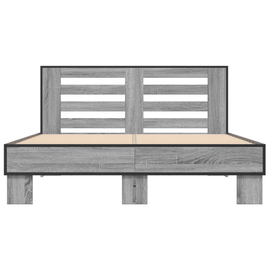 vidaXL Πλαίσιο Κρεβατιού Γκρι Sonoma 140x200 εκ. Επεξ. Ξύλο & Μέταλλο