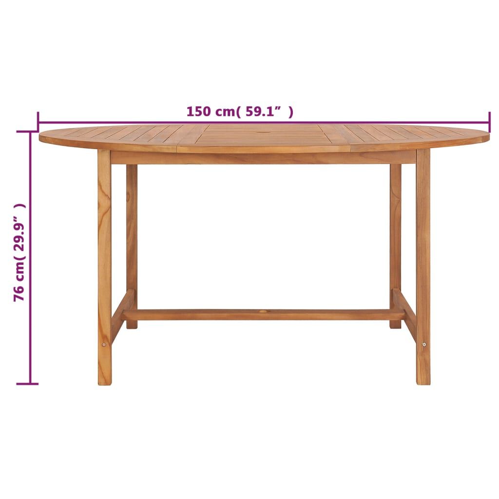 vidaXL Τραπέζι Κήπου 150 x 76 εκ. από Μασίφ Ξύλο Teak