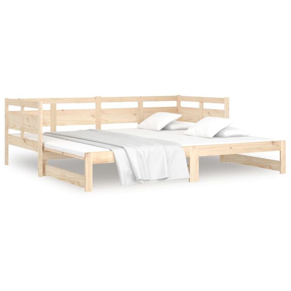 vidaXL Καναπές Κρεβάτι Συρόμενος 2x(90x200) εκ. από Μασίφ Ξύλο Πεύκου