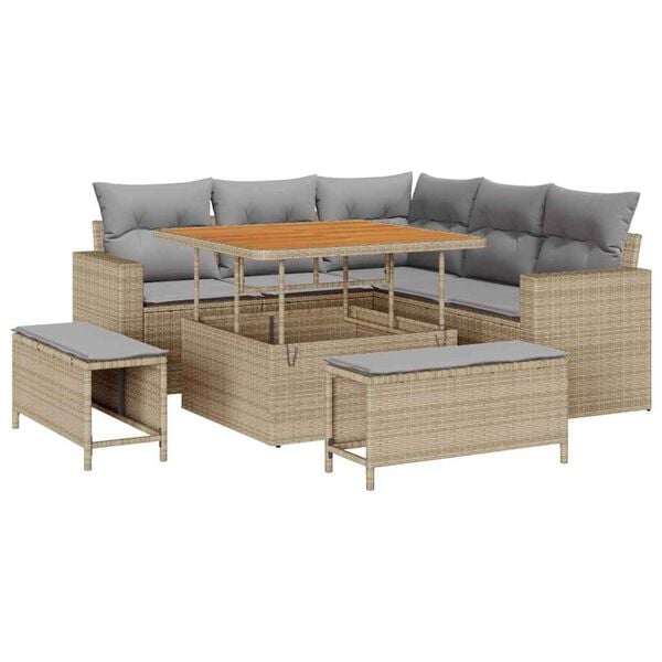 vidaXL Σετ Καναπέ Κήπου 8 pcs Μπεζ συνθετικό ρατάν
