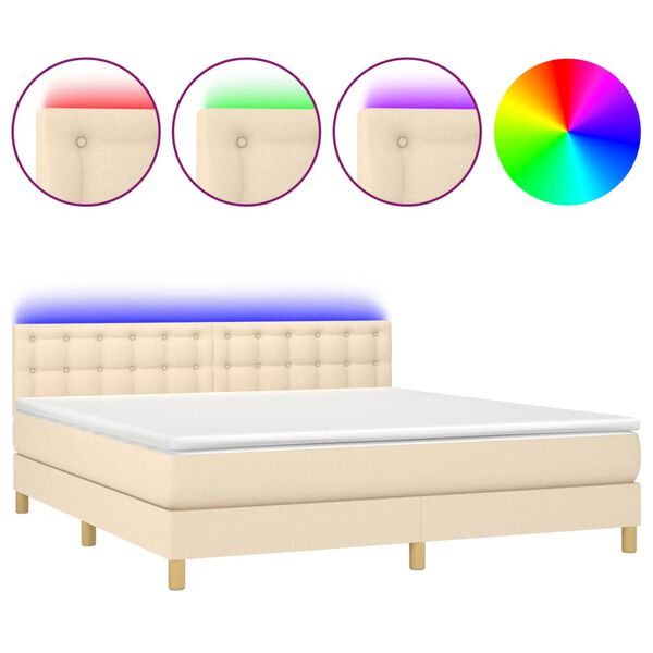 vidaXL &Kappa;&rho;&epsilon;&beta;ά&tau;&iota; Boxspring &mu;&epsilon; &Sigma;&tau;&rho;ώ&mu;&alpha; & LED &Kappa;&rho;&epsilon;&mu; 160x200 &epsilon;&kappa;. &Upsilon;&phi;&alpha;&sigma;&mu;ά&tau;&iota;&nu;&omicron;