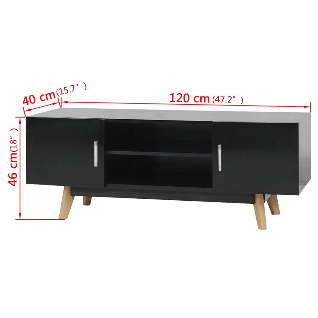 vidaXL Έπιπλο Τηλεόρασης Γυαλιστερό Μαύρο 120 x 40 x 46 εκ. από MDF