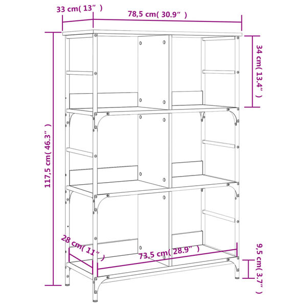 vidaXL Βιβλιοθήκη Μαύρη 78,5x33x117,5 εκ. από Επεξεργασμένο Ξύλο