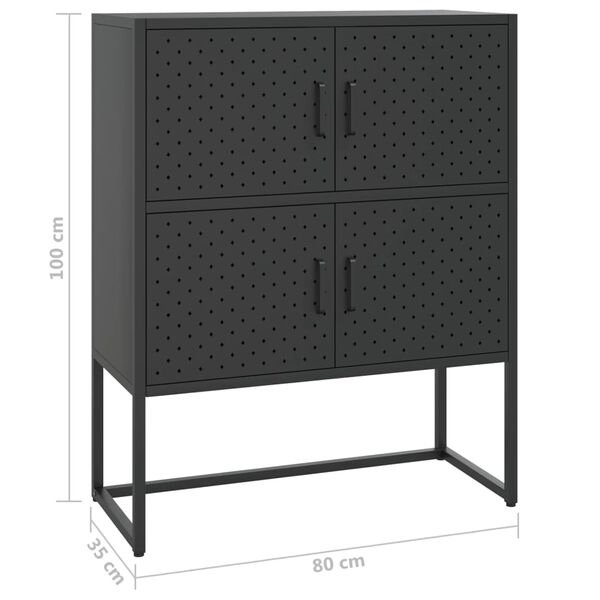 vidaXL Ντουλάπι Μαύρο 80 x 35 x 100 εκ. από Ατσάλι