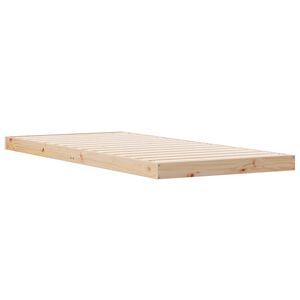 vidaXL Κρεβάτι δαπέδου Φυσικό 90 x 220 cm Μασίφ ξύλο πεύκου