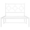 vidaXL Πλαίσιο Κρεβατιού με Κεφαλάρι Λευκό 90 x 200 εκ. Μεταλλικό