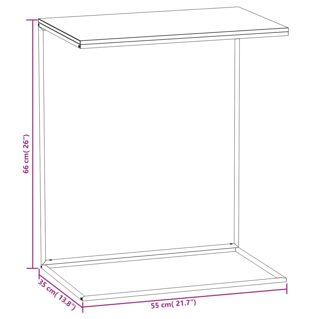 vidaXL Τραπέζι Βοηθητικό Μαύρο 55x35x66 εκ. από Επεξεργασμένο Ξύλο