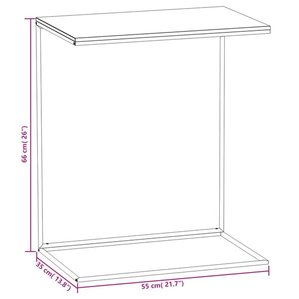 vidaXL Τραπέζι Βοηθητικό Μαύρο 55x35x66 εκ. από Επεξεργασμένο Ξύλο