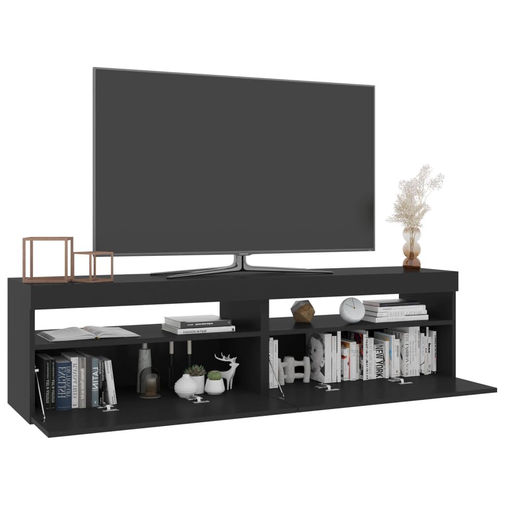 vidaXL Έπιπλα Τηλεόρασης με LED 2 τεμ. Μαύρα 75 x 35 x 40 εκ.