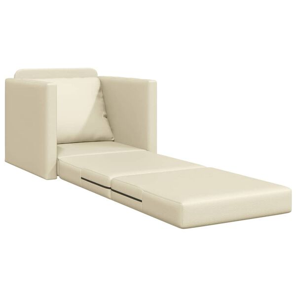 vidaXL Καναπές-Κρεβάτι Δαπέδου 2 σε 1 Κρεμ 112x174x55 εκ. Συνθ. Δέρμα
