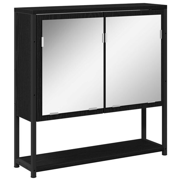 vidaXL Σετ Επίπλων Μπάνιου με ράφι 4 pcs Μαύρη δρυς 33 x 33 x 185.5 εκ