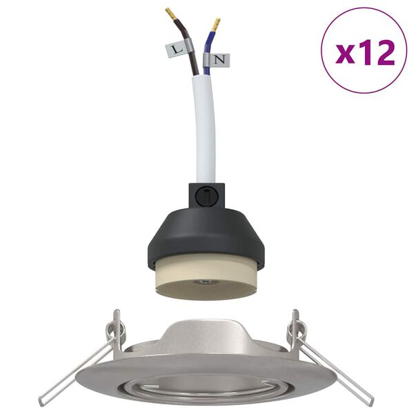 vidaXL Spotlights με προβολείς 12 pcs Ασημί 9 x 9 εκ. Μέταλλο