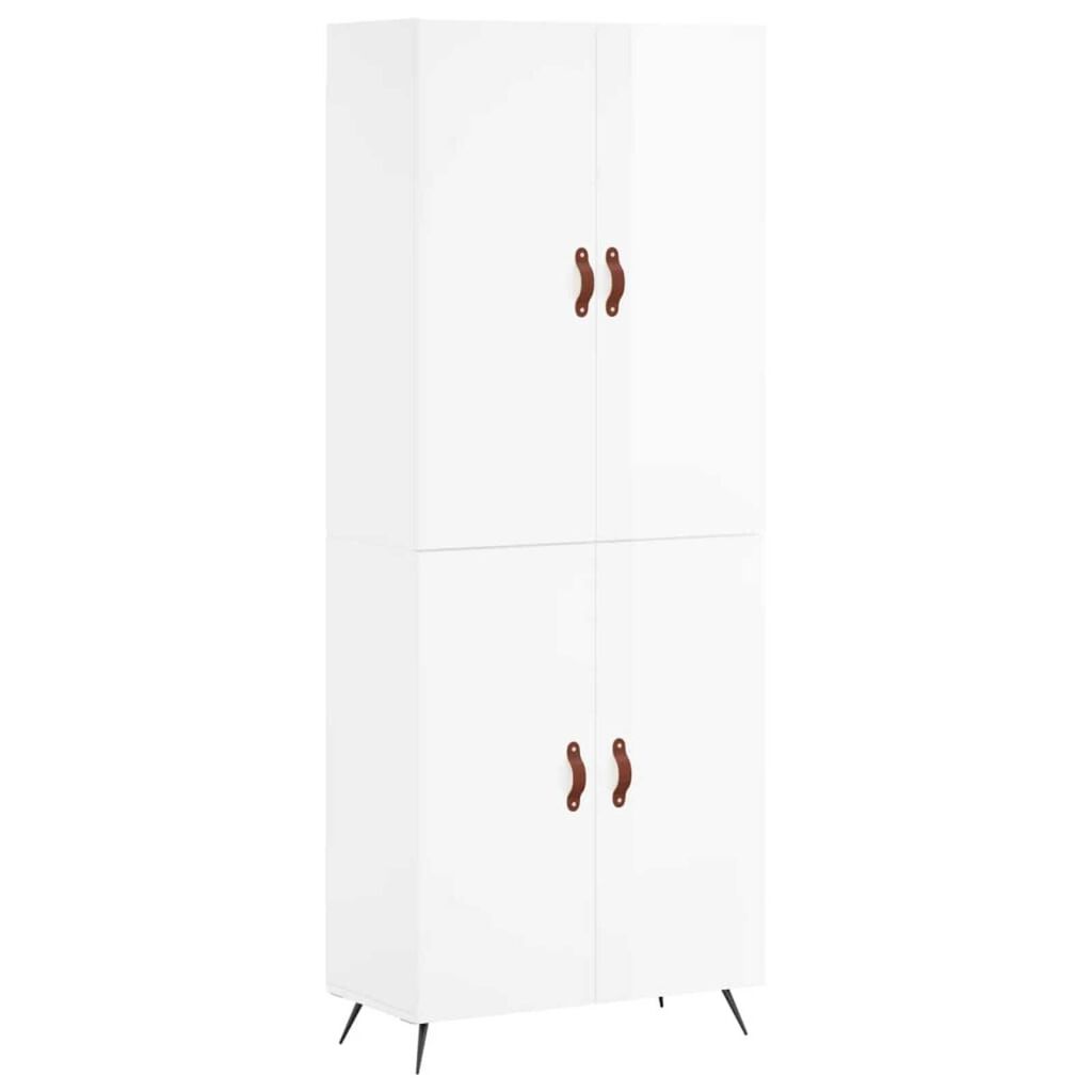 vidaXL Ντουλάπι Γυαλιστερό Λευκό 69,5x34x180 εκ. Επεξεργασμένο Ξύλο