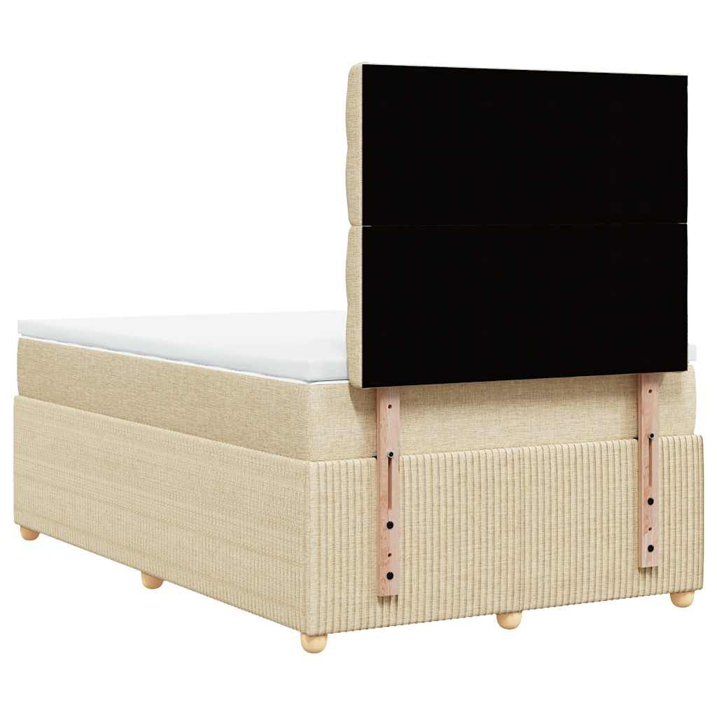 vidaXL Κρεβάτι Boxspring με Στρώμα Κρεμ 120x190 εκ. Υφασμάτινο