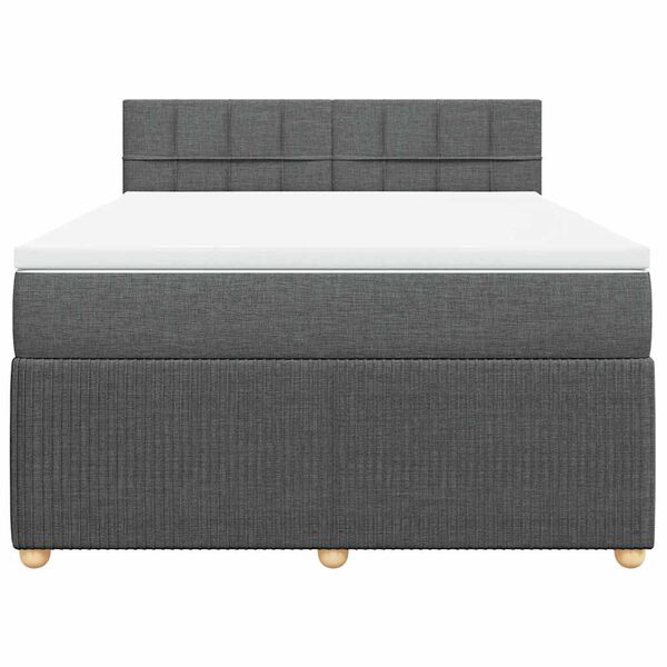 vidaXL Κρεβάτι Boxspring με Στρώμα Σκούρο Γκρι 140x190 εκ. Υφασμάτινο