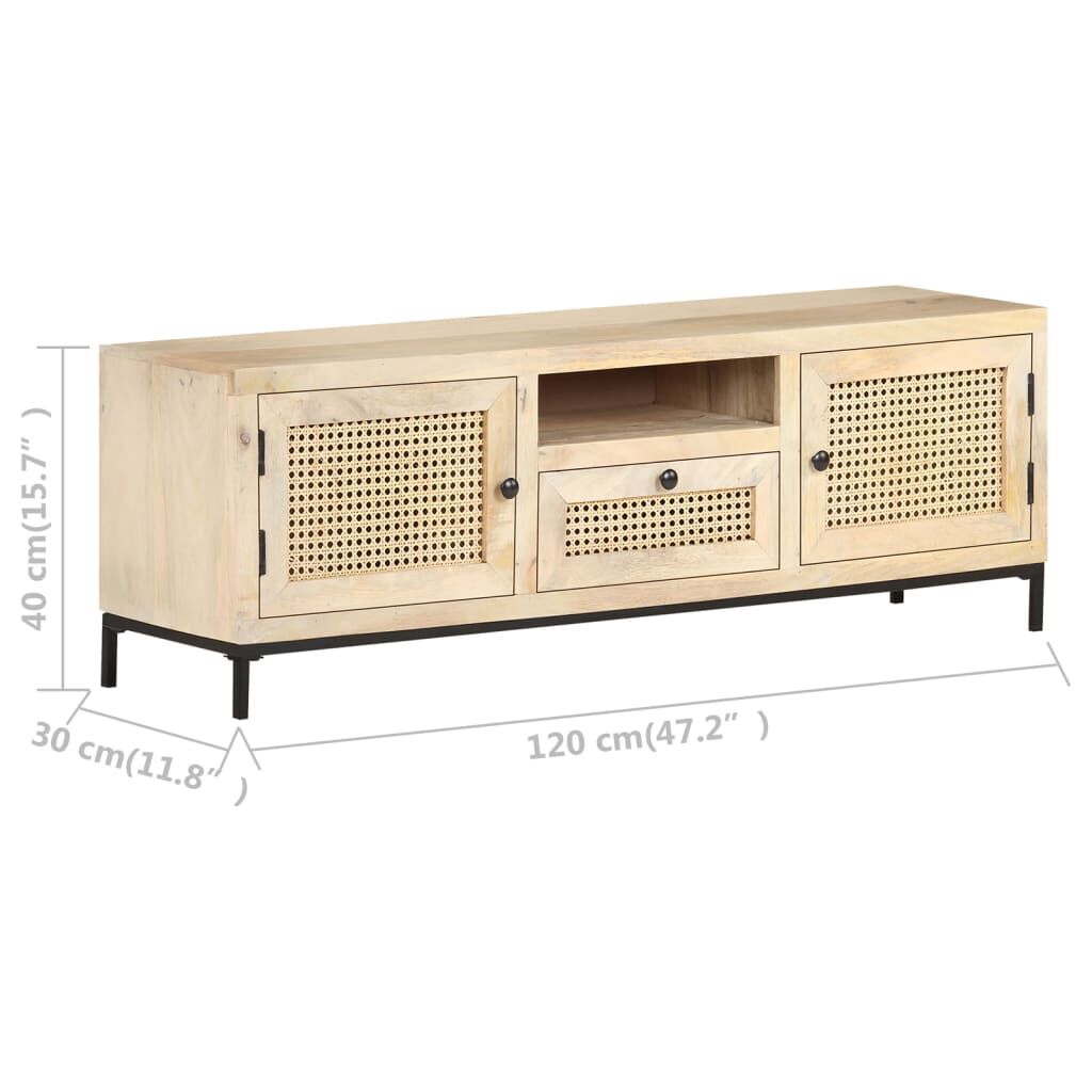 vidaXL Έπιπλο Τηλεόρασης 120x30x40 εκ. Ξύλο Μάνγκο/Φυσικό Ζαχαροκάλαμο