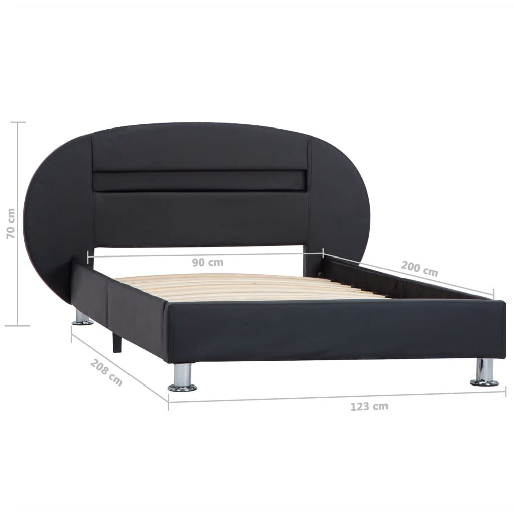 vidaXL Πλαίσιο Κρεβατιού με LED Μαύρο 90 x 200 εκ. Συνθετικό Δέρμα