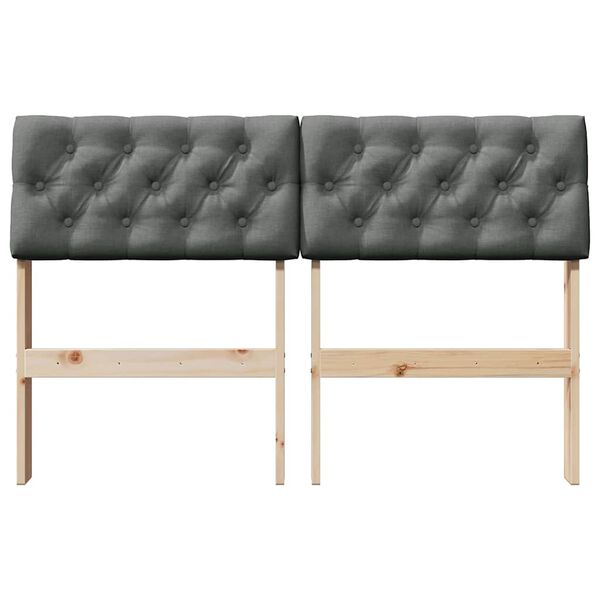 vidaXL Ταπετσαρισμένο κεφαλάρι Σκούρο Γκρι 120 cm Στερεά ξυλεία πεύκου