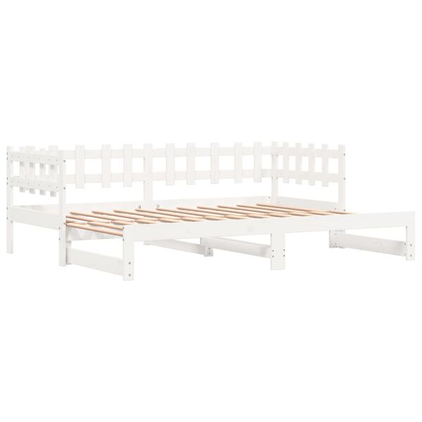 vidaXL Καναπές Κρεβάτι Συρόμενος Λευκός 2x(90x200) εκ. Μασίφ Πεύκο