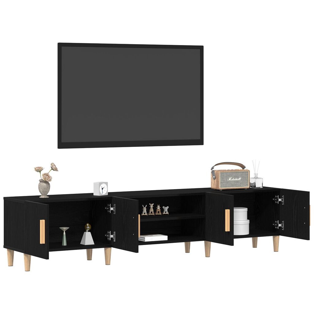 vidaXL Ντουλάπι τηλεόρασης Μαύρο Δρυς 180x31,5x40 εκ Επεξεργασμένο ξύλο