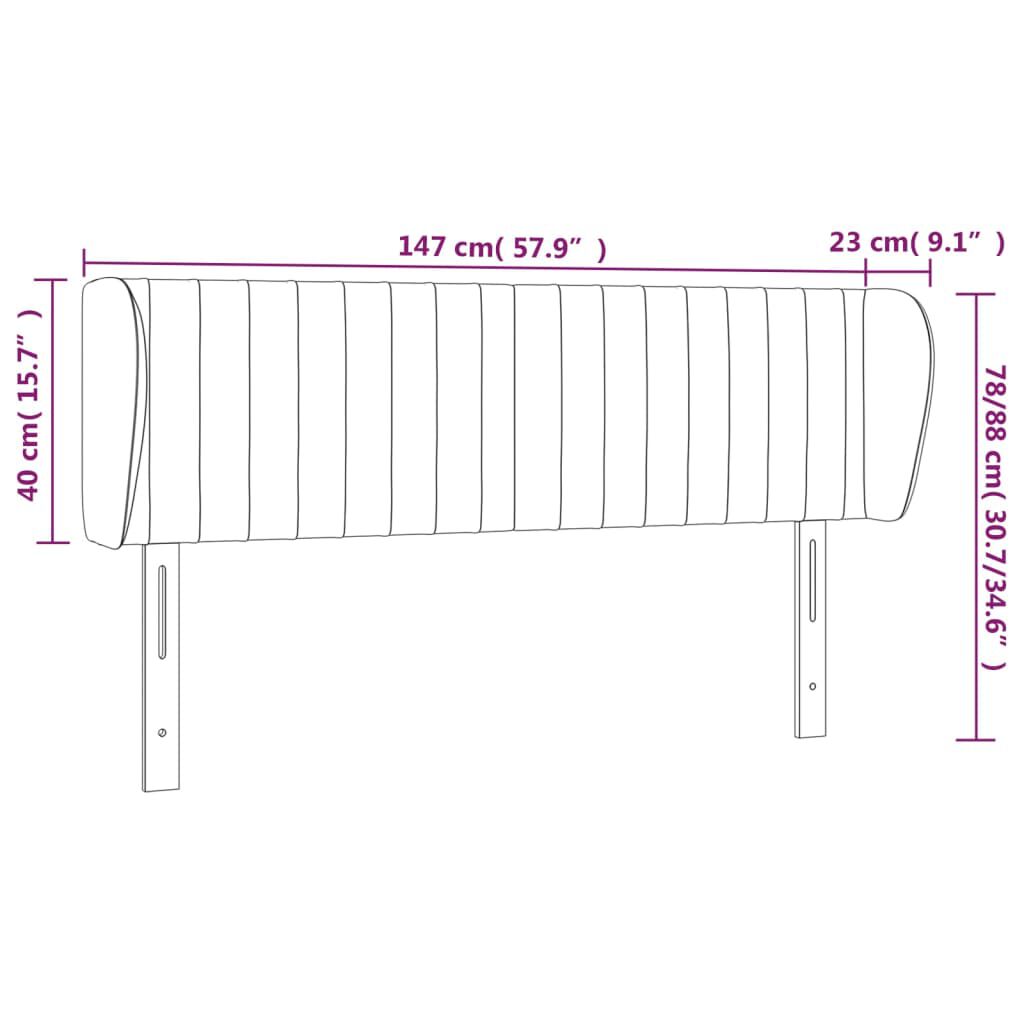 vidaXL Κεφαλάρι με Πτερύγια Μαύρο 147x23x78/88 εκ. Βελούδινο