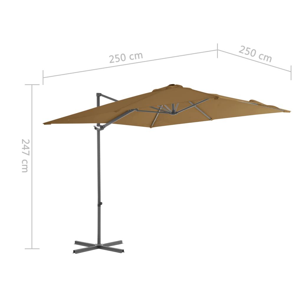 vidaXL Ομπρέλα Κήπου Κρεμ. Πρόβολος Taupe 250x250εκ με Ιστό Ατσάλι