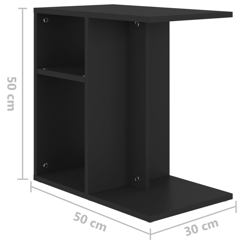 vidaXL Τραπέζι Βοηθητικό Μαύρο 50 x 30 x 50 εκ. από Επεξ. Ξύλο