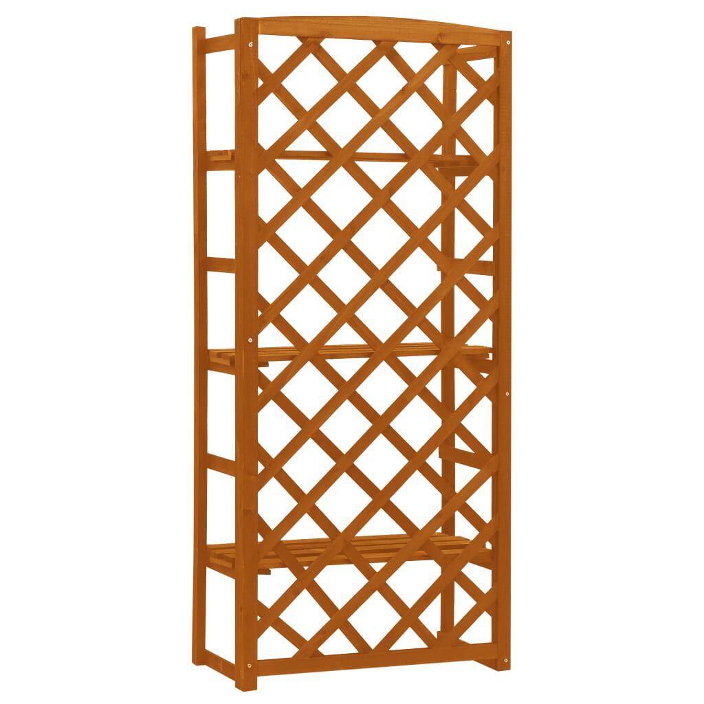 vidaXL Βάση Φυτών με Καφασωτό Πορτοκαλί 60x30x140 εκ Μασίφ Ξύλο Ελάτης