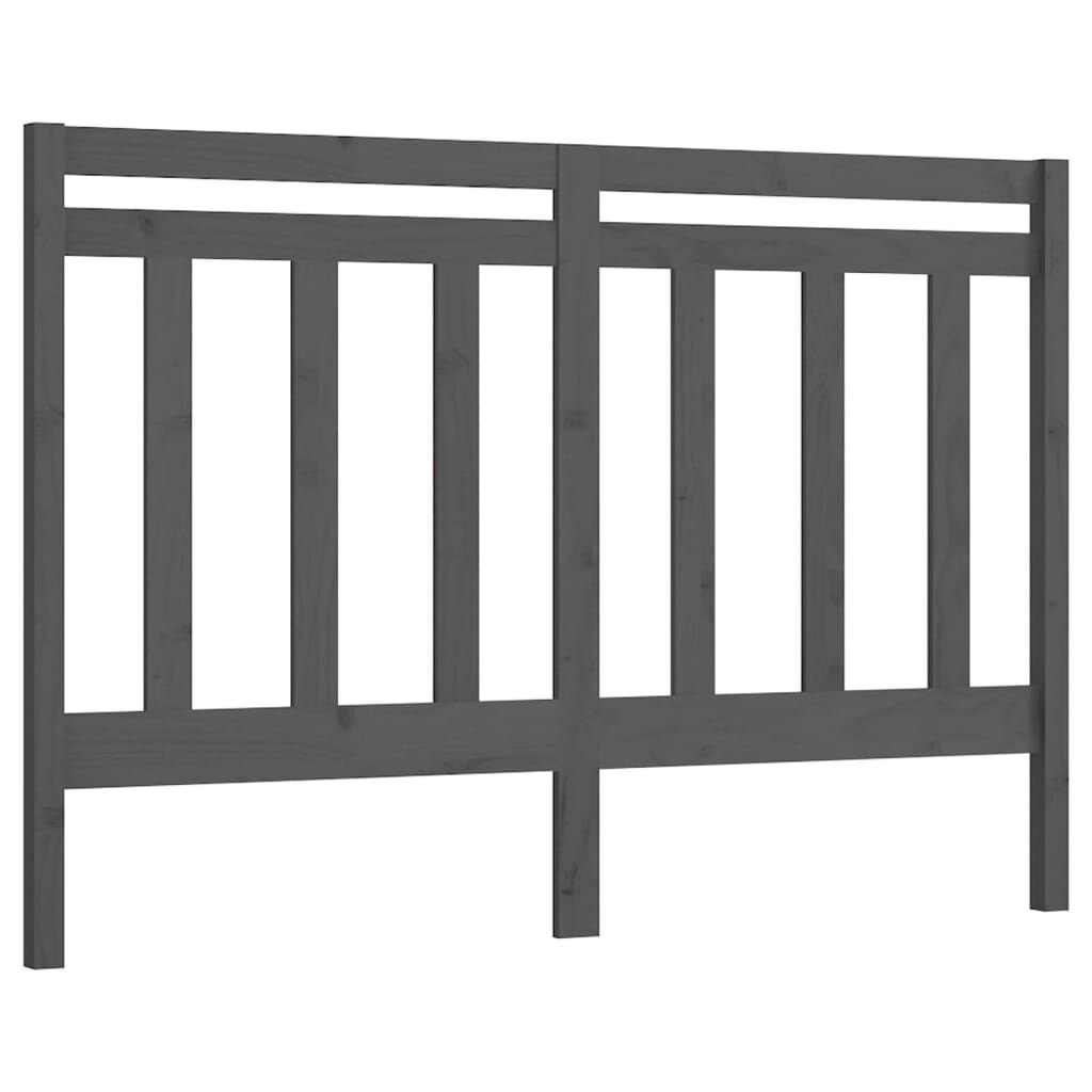vidaXL Κεφαλάρι Κρεβατιού Γκρι 141 x 4 x 100 εκ. από Μασίφ Ξύλο Πεύκου