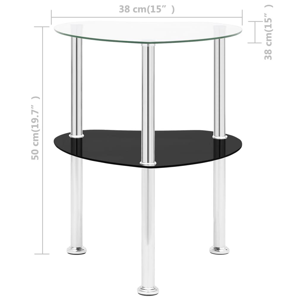 322786 vidaXL Βοηθ. Τραπέζι 2 Επ. Διαφ. & Μαύρο 38x38x50 εκ Ψημ. Γυαλί