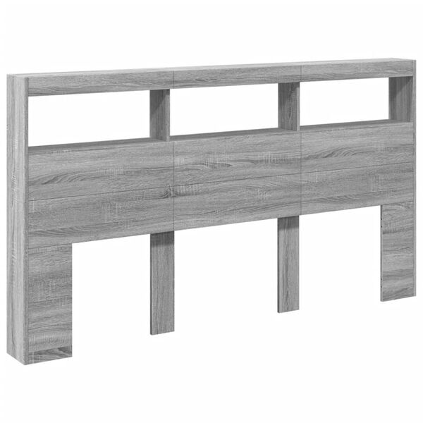 vidaXL Κεφαλάρι με Αποθηκ. Χώρο & LED Γκρι Sonoma 180x17x102 εκ.