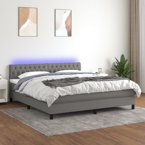 vidaXL &Kappa;&rho;&epsilon;&beta;ά&tau;&iota; Boxspring &mu;&epsilon; &Sigma;&tau;&rho;ώ&mu;&alpha; & LED &Sigma;&kappa;.&Gamma;&kappa;&rho;&iota; 180x200 &epsilon;&kappa; &Upsilon;&phi;&alpha;&sigma;&mu;ά&tau;&iota;&nu;&omicron;
