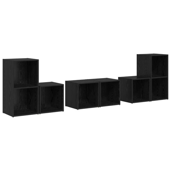 vidaXL με ράφι με αποθήκευση 6 pcs Μαύρη Οξυά Επεξεργασμένο ξύλο