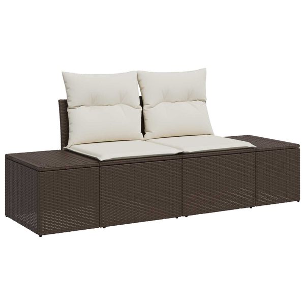 vidaXL Σετ Καναπέ Κήπου 4 pcs Καφέ, Κρέμα Πολυ rattan, βαμμένο ατσάλι
