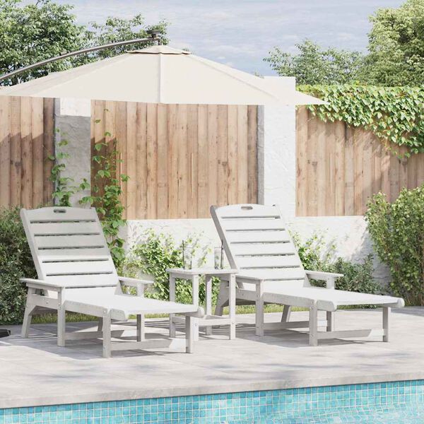 vidaXL Έπιπλα Χαλάρωσης Κήπου 2-πρόσωπο 2 pcs Λευκό 53 x 195.5 x 30cm