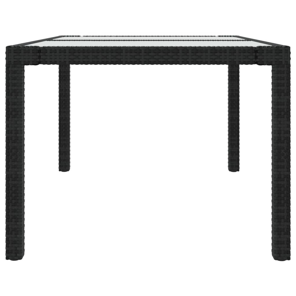 vidaXL Τραπέζι Κήπου Μαύρο 150x90x75 εκ. Συνθετικό Ρατάν/Ψημένο Γυαλί