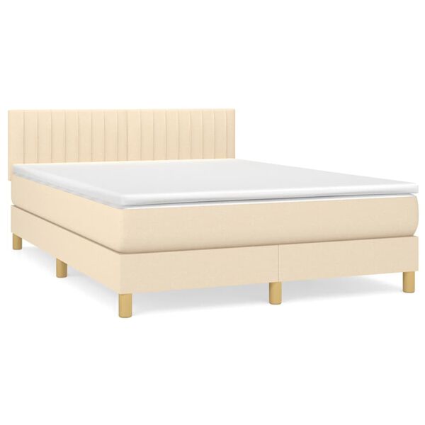 vidaXL &Kappa;&rho;&epsilon;&beta;ά&tau;&iota; Boxspring &mu;&epsilon; &Sigma;&tau;&rho;ώ&mu;&alpha; &Kappa;&rho;&epsilon;&mu; 140x190 &epsilon;&kappa;. &Upsilon;&phi;&alpha;&sigma;&mu;ά&tau;&iota;&nu;&omicron;