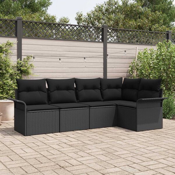 vidaXL Σετ Καναπέ Κήπου 5 pcs 242.5 x 132.5 x 85 εκ. Πολυ ράταν