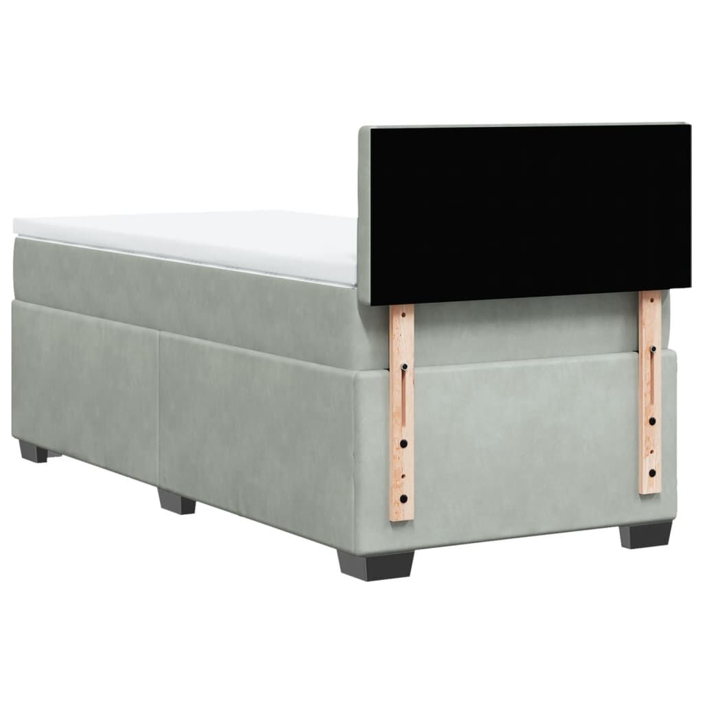 vidaXL Κρεβάτι Boxspring με Στρώμα Ανοιχτό Γκρι 80x200 εκ. Βελούδινο