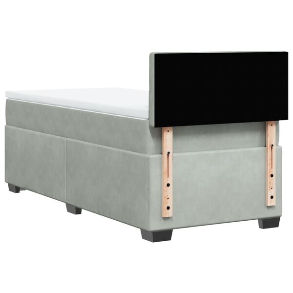 vidaXL Κρεβάτι Boxspring με Στρώμα Ανοιχτό Γκρι 80x200 εκ. Βελούδινο