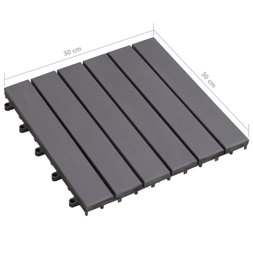 vidaXL Πλακάκια Deck 20 τεμ. Γκρι Πατίνα 30x30 εκ. Μασίφ Ξύλο Ακακίας