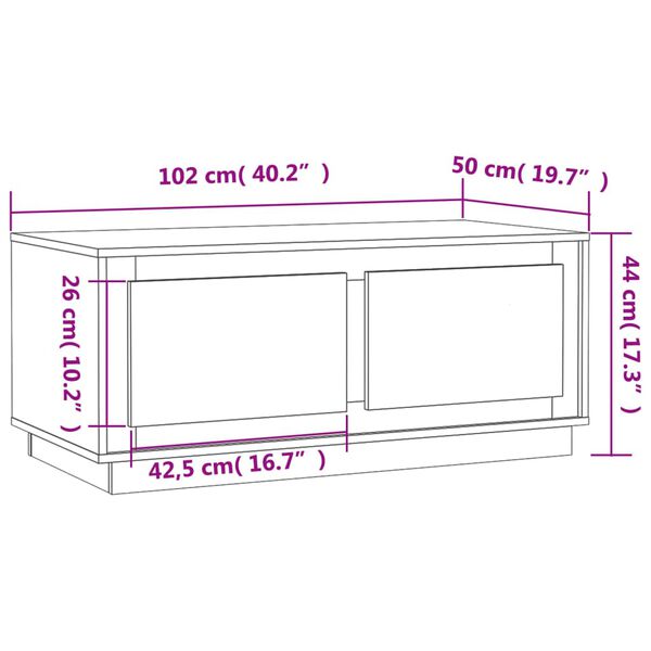 vidaXL Τραπεζάκι Σαλονιού Γκρι Σκυρ. 102x50x44 εκ. Επεξεργασμένο Ξύλο