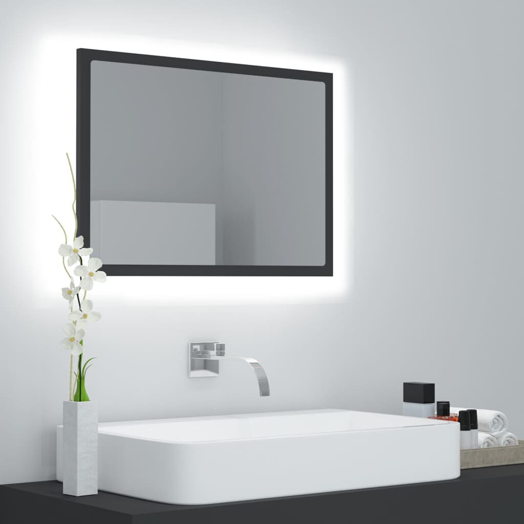 vidaXL Καθρέφτης Μπάνιου με LED Γκρι 60x8,5x37 εκ. από Ακρυλικός