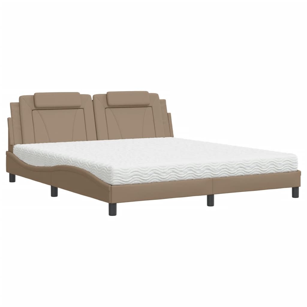 vidaXL Κρεβάτι με Στρώμα Καπουτσίνο 180x200 εκ. Συνθ. Δέρμα