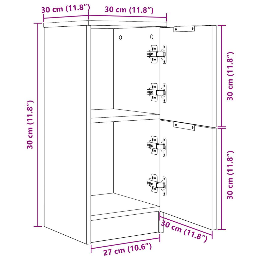 vidaXL Μαύρο Διπλό Γραφείο - 30x30x70 εκ, Κατασκευασμένο από Επεξεργασμένο Ξύλο