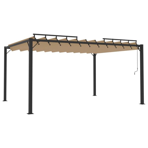 vidaXL Κιόσκι με Ανοιγόμενη Οροφή Taupe 3 x 4 μ. Ύφασμα και Αλουμίνιο